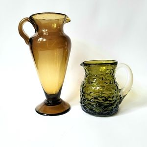 2 vintage hand-blown pitchers